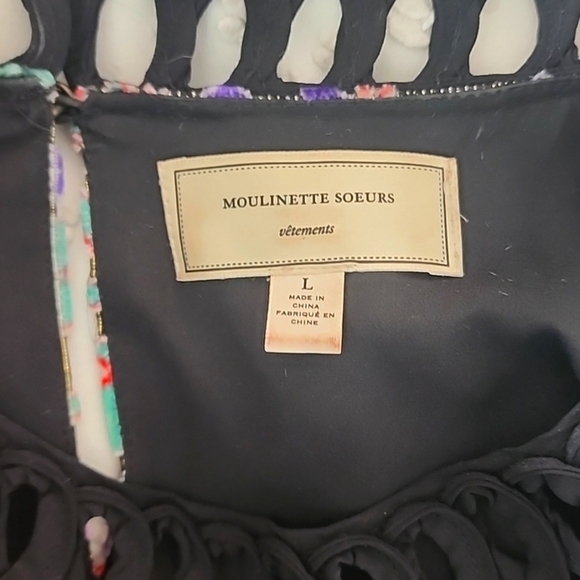 Anthropologie Moulinette Soeurs Velvet golden thread shimmer dress size Large - Picture 7 of 8